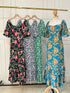Summer Floral Puffer Sleeves Long Tiered Maxi Dress